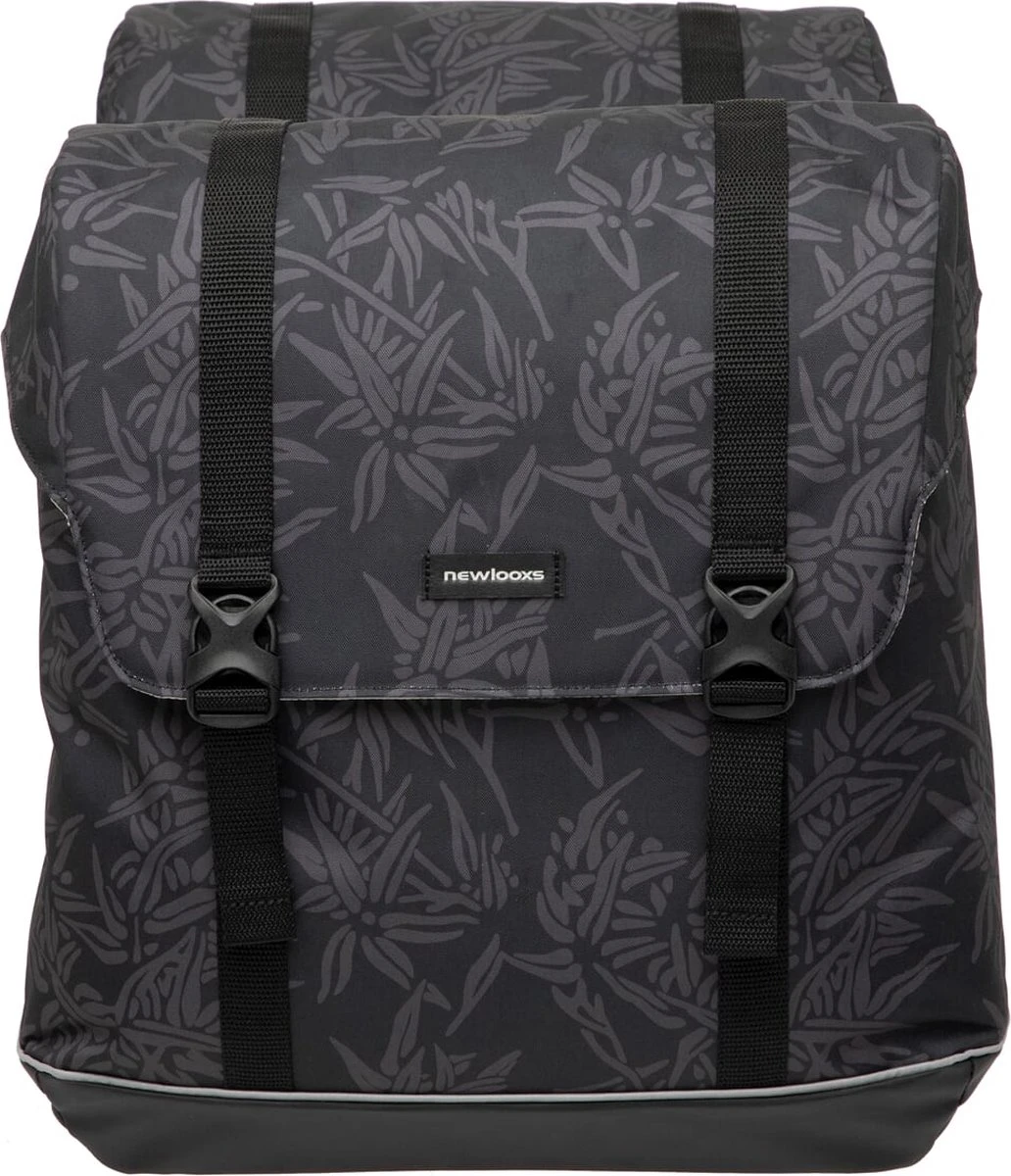 New Looxs Alba Double Bamboo Dubbele Fietstas - 42 Liter - Zwart 4 New Looxs Alba Double Bamboo Dubbele Fietstas - 42 Liter - Zwart - Afbeelding 2