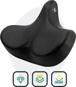 Voltano City XXXL Fietszadel – Unisex Extra Breed Fietszadel – Tegen Zadelpijn – 100% Waterdicht – Incl. Gratis Zadelstrop - Zwart -Fietswereld Verkoop 1048x1200