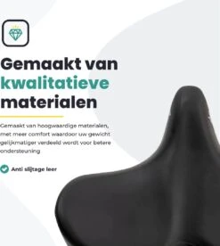 Voltano City XXXL Fietszadel – Unisex Extra Breed Fietszadel – Tegen Zadelpijn – 100% Waterdicht – Incl. Gratis Zadelstrop - Zwart -Fietswereld Verkoop 1075x1200 2