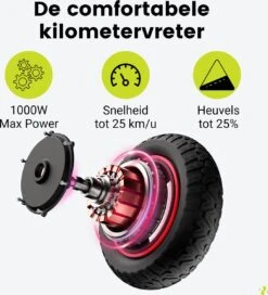 NAVEE N65 Elektrische Step Voor Volwassenen - Elektrische Scooter Met 10'' Luchtbanden - Motorvermogen E Step Van 500W Tot 1000W - Bereik Tot 65km Aan Snelheid Van 25km/u -Fietswereld Verkoop 1090x1200 4