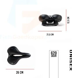 Voltano City / Tour Fietszadel - Comfortabel Gel Zadel - Met Uitsparing - Unisex - Zwart - Elastomeren Vering Voor Extra Comfort -Fietswereld Verkoop 1099x1200