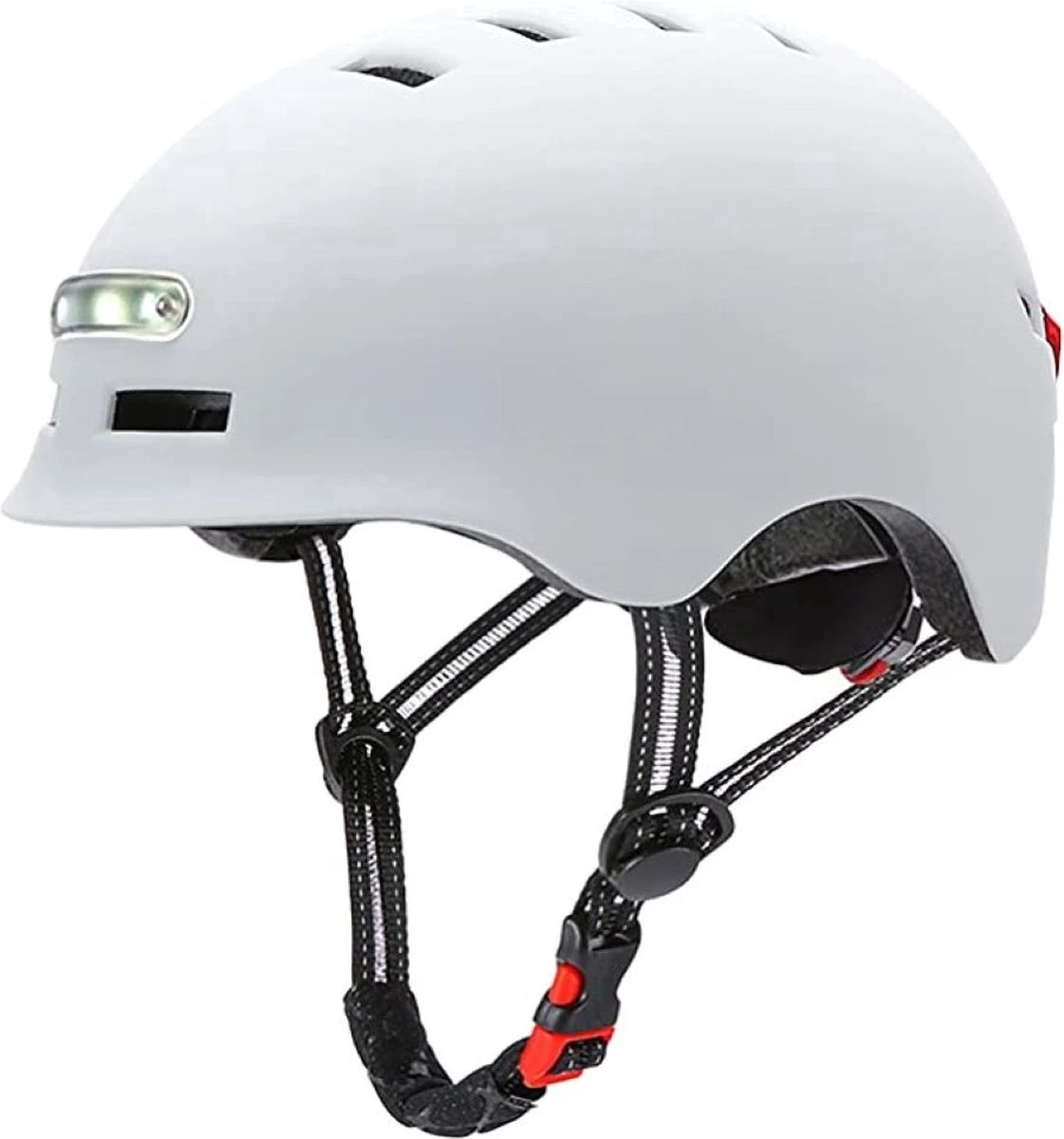 Fietshelm-Met Voor- En Achterlicht-Skatehelm -Maat-M-54 Tot 57cm-Helm Wit - LED Verlichting 3 Fietshelm-Met Voor- En Achterlicht-Skatehelm -Maat-M-54 Tot 57cm-Helm Wit - LED Verlichting