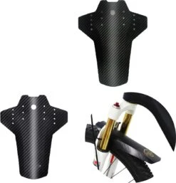 Set Van 2 - Universeel Spatborden - Inclusief Bevestiging Materiaal - Tie Wraps - Mountainbike Spatbord -Verstelbare Voor + Achter MTB Spatbord Set - Compatibel Met 20 "/24"/26 "/27.5"/29" Fiets - MBT Spatborden - 3D Carbon Patroon - Zwart -Fietswereld Verkoop 1152x1200 4