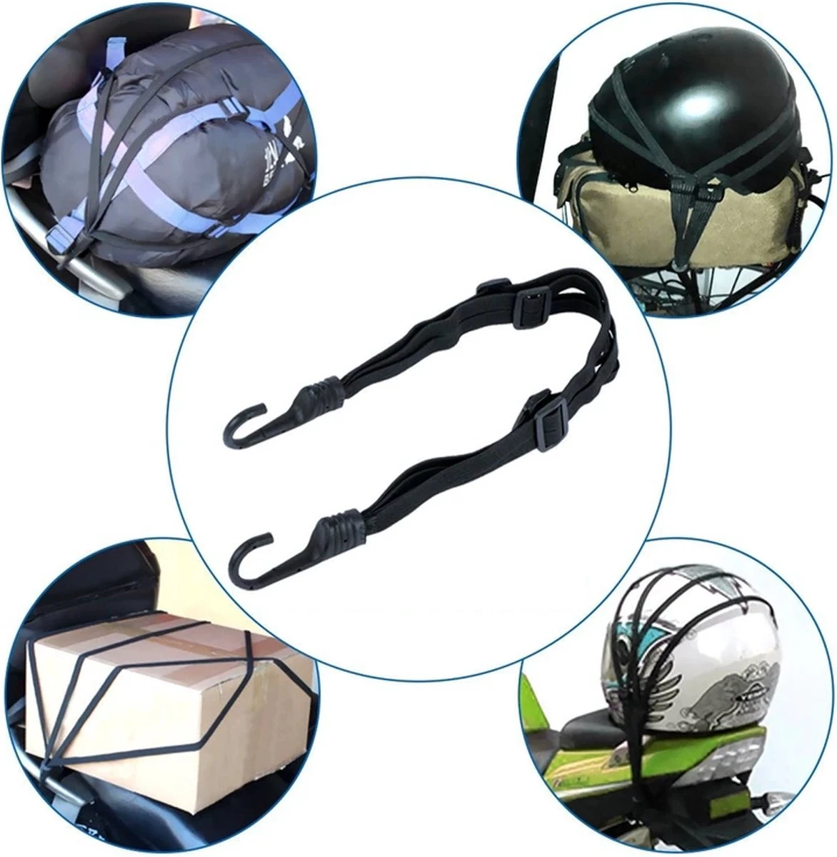 Spinbinder Voor Motor, Fiets, En Scooter - Zwart 5 Spinbinder Voor Motor, Fiets, En Scooter - Zwart - Afbeelding 3