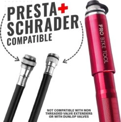 PRO BIKE TOOL Mini Luchtpomp Fiets, Fietspomp Voor Alle Ventielen (Presta & Schrader), Hoge Druk Tot 6,9 Bar / 100 PSI, Betrouwbare, Compacte & Lichtgewicht Framepomp, Pomp Voor Racefiets & Mountainbike. -Fietswereld Verkoop 1187x1200