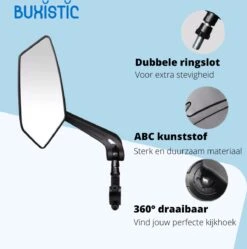 Merkloos Fietsspiegel - Set Van 2 - Links En Rechts - E Bike - Speed Pedelec - 360° Verstelbaar - Zwart - Achteruitkijkspiegel -Fietswereld Verkoop 1191x1200 5