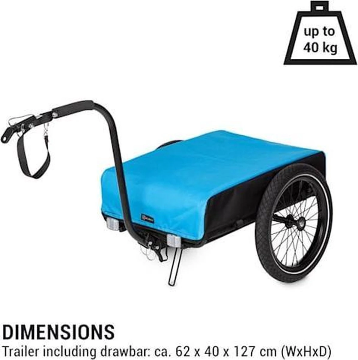 Klarfit Cargo Bull Aanhangwagen - Bagagefietskar - Fietsaanhanger - 50 Liter Laadruimte - 16" Luchtbanden - Voor Max. 40 Kg Lading 4 Klarfit Cargo Bull Aanhangwagen - Bagagefietskar - Fietsaanhanger - 50 Liter Laadruimte - 16" Luchtbanden - Voor Max. 40 Kg Lading - Afbeelding 2