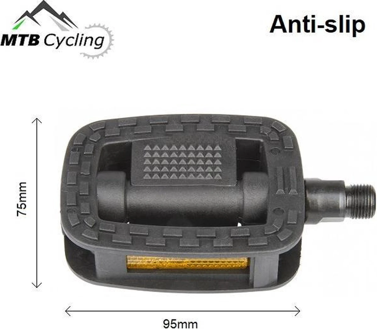 Fiets Pedalen - Anti Slip - Trappers Voor Fiets Met Reflector - 14.2mm Schroefdraad - 9/16 Inch -Zwart 10 Fiets Pedalen - Anti Slip - Trappers Voor Fiets Met Reflector - 14.2mm Schroefdraad - 9/16 Inch -Zwart - Afbeelding 8