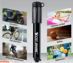 Fietspomp Racefiets | Mini Fietspomp | Met Flexible Slang | 8 Bar | Zwart -Fietswereld Verkoop 1200x1047 1