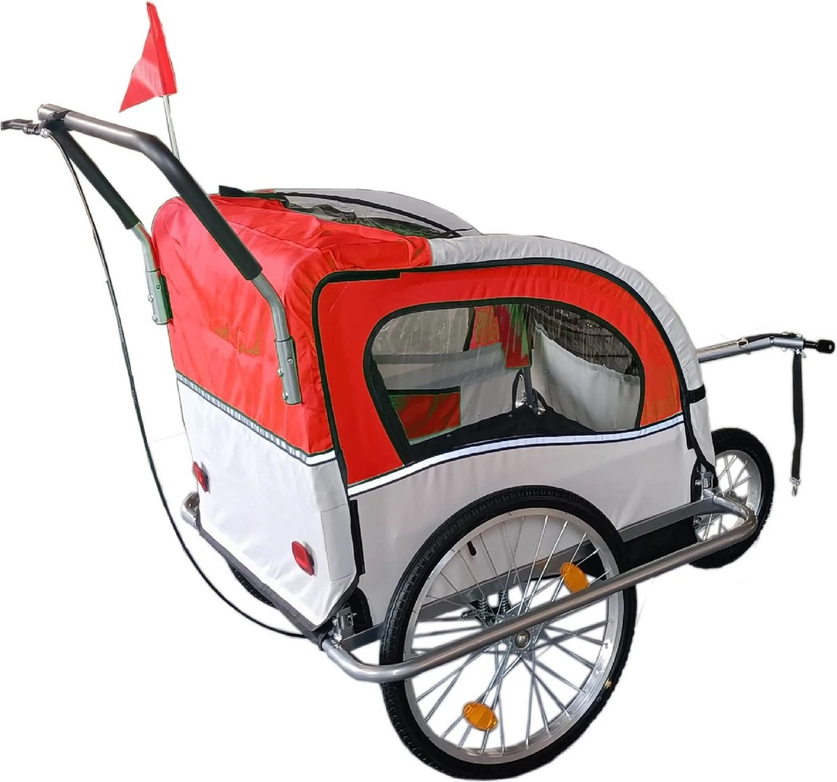 Fietskar Kind - Fietsaanhanger - Met Schokbreker - Rood 5 Fietskar Kind - Fietsaanhanger - Met Schokbreker - Rood - Afbeelding 3