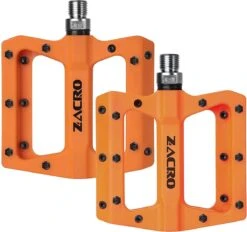 Zacro Fietspedalen - Nylon Antislip Mountainbike Pedalen - Platformpedalen - 9/16 - 2 Lagers - Antislip Waterdicht Anti Stof - Oranje