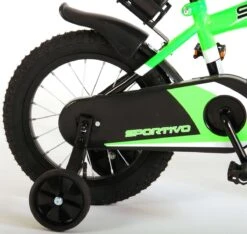 Volare Sportivo Kinderfiets - Jongens - 14 Inch - Neon Groen/Zwart - 95% Afgemonteerd -Fietswereld Verkoop 1200x1137