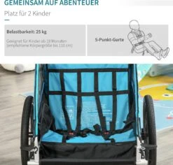 HOMCOM 3-in-1 Kinderaanhanger Jogger Fietskar Voor 2 Kinderen Aluminium 440-018 -Fietswereld Verkoop 1200x1145 1