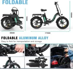 Hitway BK6 Elektrische Fiets | Opvouwbare E-bike | 20 Inch Fat Tire | 350W Motor | 10Ah | Zwart/Groen -Fietswereld Verkoop 1200x1147