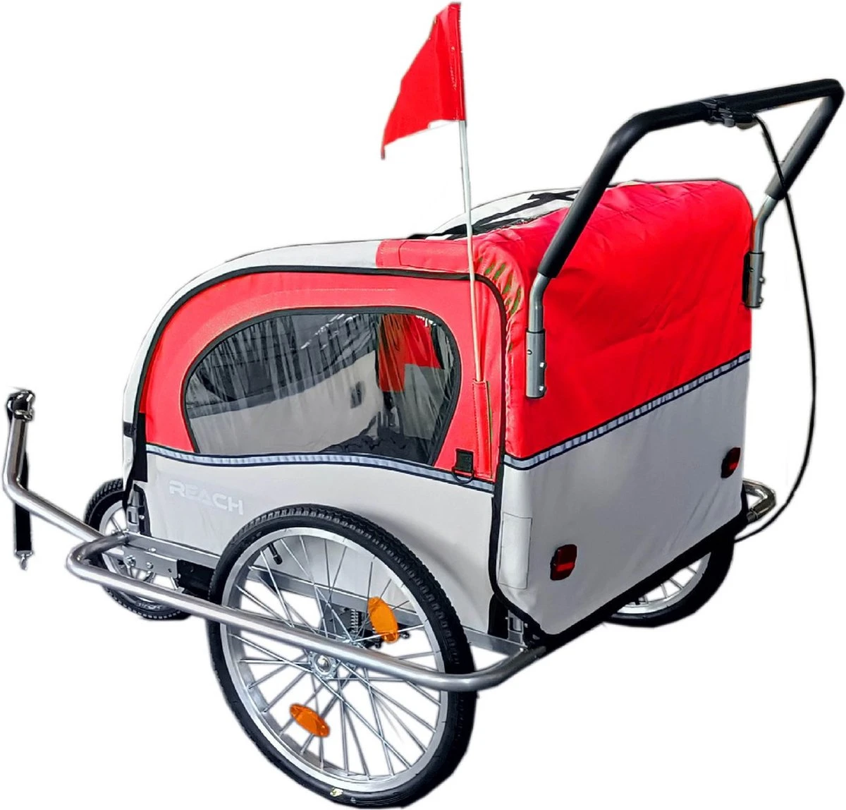 Fietskar Kind - Fietsaanhanger - Met Schokbreker - Rood 10 Fietskar Kind - Fietsaanhanger - Met Schokbreker - Rood - Afbeelding 8