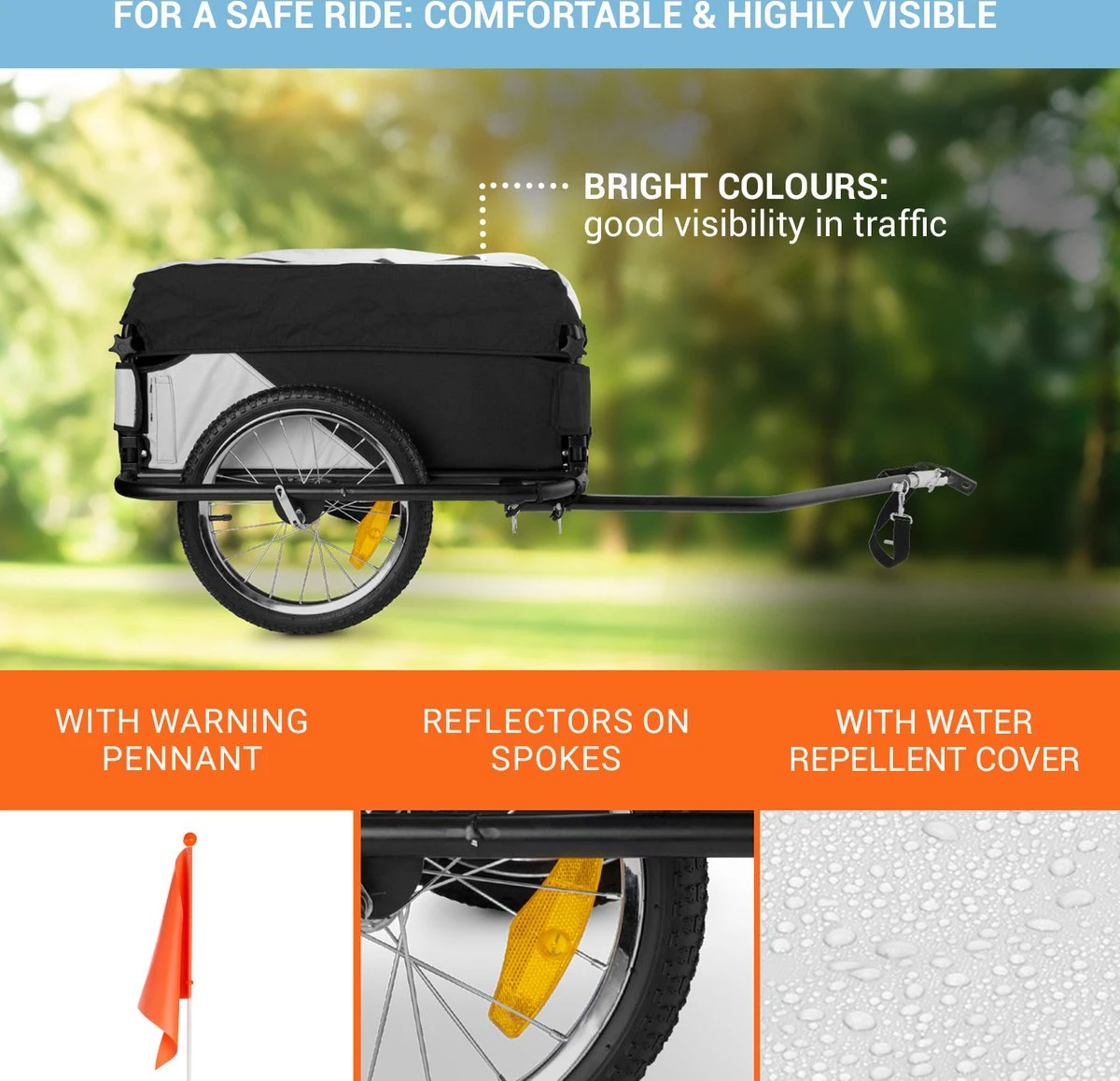 Mountee Rijwielaanhanger Trekker 130l 60kg Stalen Buis 4 Mountee Rijwielaanhanger Trekker 130l 60kg Stalen Buis - Afbeelding 2