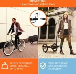 Cargo Bull Travel Aanhangwagen 40kg Fietsaanhanger Zwart/hout -Fietswereld Verkoop 1200x1159 1