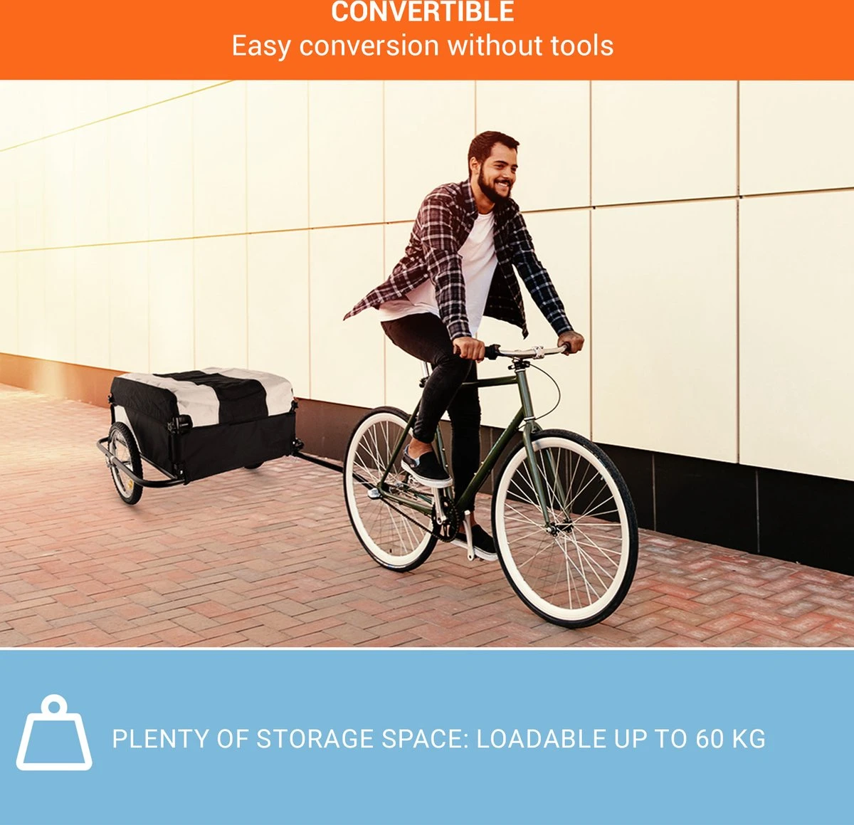 Mountee Rijwielaanhanger Trekker 130l 60kg Stalen Buis 8 Mountee Rijwielaanhanger Trekker 130l 60kg Stalen Buis - Afbeelding 6