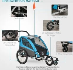 HOMCOM 3-in-1 Kinderaanhanger Jogger Fietskar Voor 2 Kinderen Aluminium 440-018 -Fietswereld Verkoop 1200x1161 4