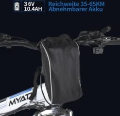 Myatu E-Bike 26-inch E-bike Voor Vrouwen En Mannen, Mountainbike Elektrische Fiets Met 36V 10.4AH Accu En Shimano 21 Versnellingen, 21 Versnellingen, Derailleur, 250 W-Zwart En Blauw -Fietswereld Verkoop 1200x1164