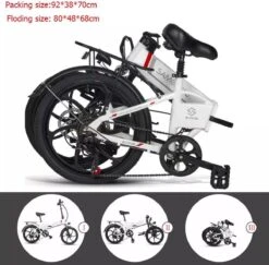 Samebike Elektrische Vouwfiet - Shimano 7 Speed Derailleur - 48V/ 10Ah Lithium Batterij - Aluminium -sportief/modern - 35km/u - Wit 25 Samebike Elektrische Vouwfiet - Shimano 7 Speed Derailleur - 48V/ 10Ah Lithium Batterij - Aluminium -sportief/modern - 35km/u - Wit -Fietswereld Verkoop 1200x1180
