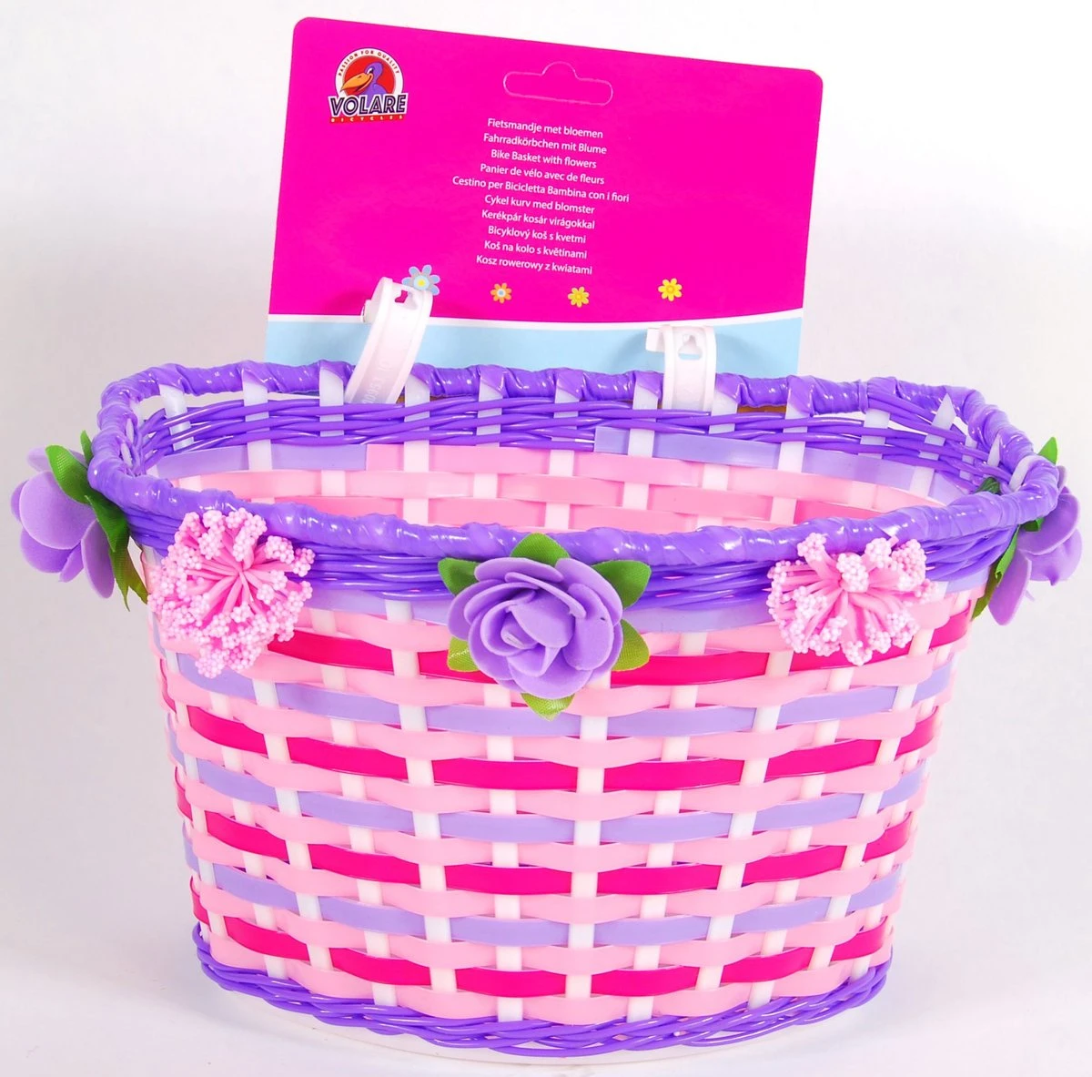 Volare Gevlochten Fietsmand Met Bloemen 5 Volare Gevlochten Fietsmand Met Bloemen - Afbeelding 3