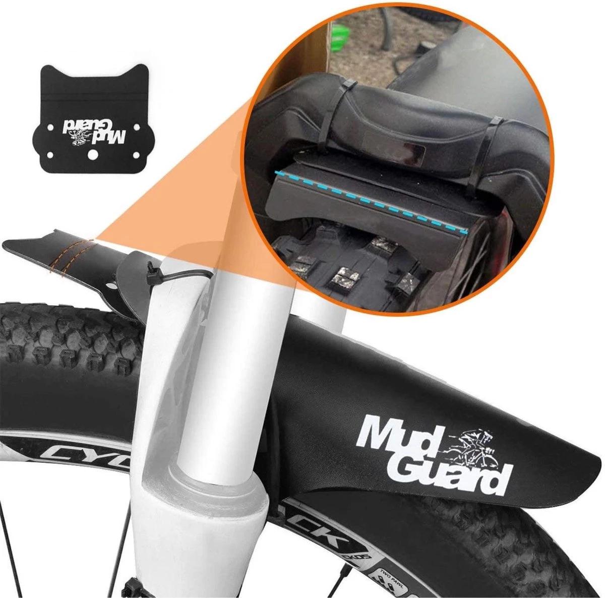 Nixnix - Mudguard MTB - Ass Saver - Universeel Spatbord Mountainbike - Eenvoudige Bevestiging Tie Wrap - Zwart Met Wit Print 7 Nixnix - Mudguard MTB - Ass Saver - Universeel Spatbord Mountainbike - Eenvoudige Bevestiging Tie Wrap - Zwart Met Wit Print - Afbeelding 5