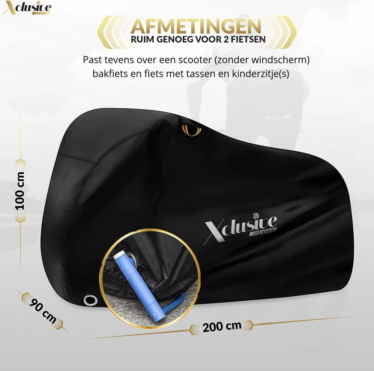 Xclusive-lifestyle® Fietshoes XXL - Universeel - 1 Of 2 Fietsen - Ultra Oxford 420D Zeer Sterk En Extra Dik - Bakfietshoes - Fietscover - Waterdichte PU Coating - Met Opbergtas En Zadelhoes 13 Xclusive-lifestyle® Fietshoes XXL - Universeel - 1 Of 2 Fietsen - Ultra Oxford 420D Zeer Sterk En Extra Dik - Bakfietshoes - Fietscover - Waterdichte PU Coating - Met Opbergtas En Zadelhoes - Afbeelding 11