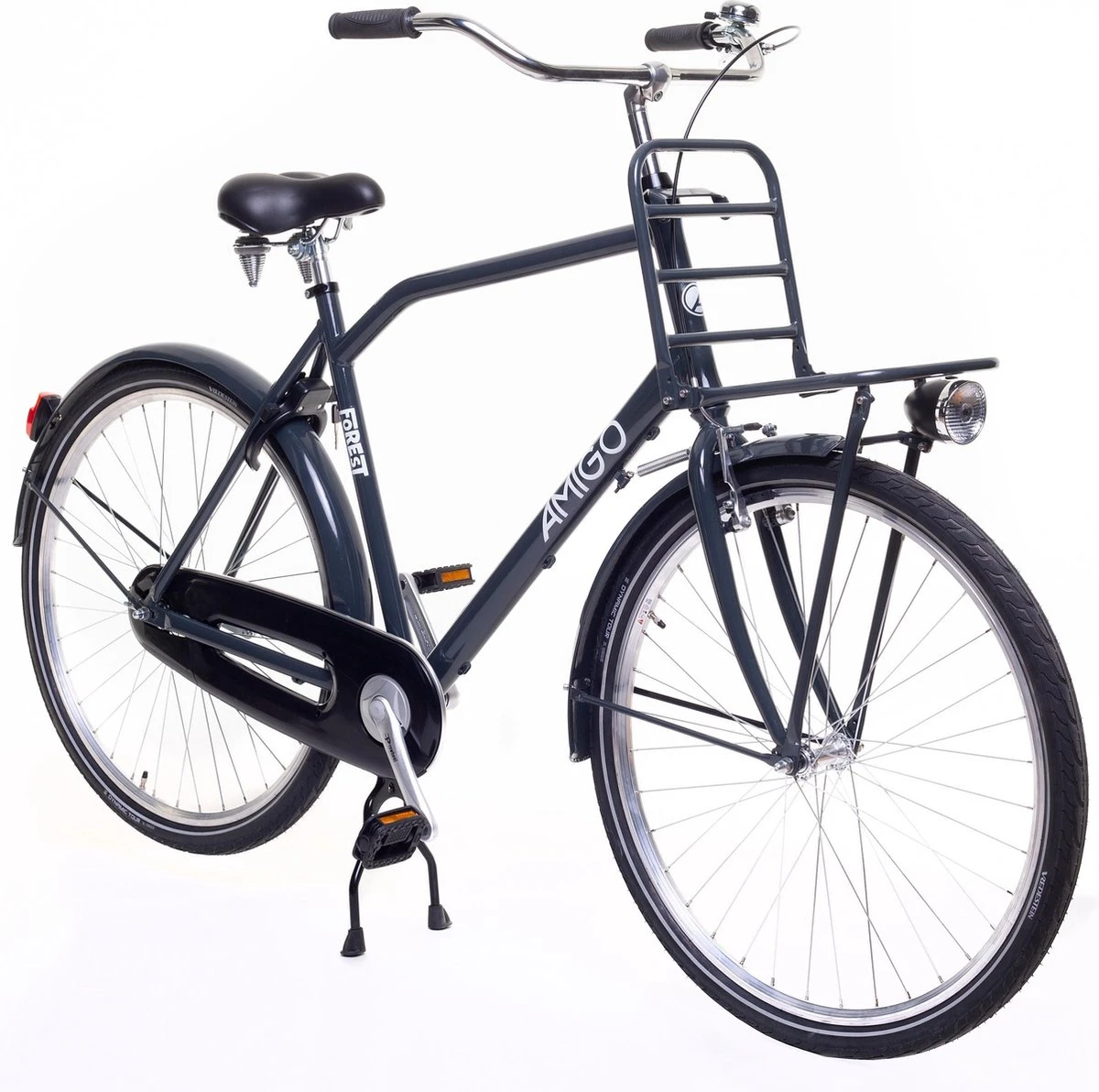 Amigo Forest - Transportfiets 28 Inch - Herenfiets Met Voordrager - Grijs 4 Amigo Forest - Transportfiets 28 Inch - Herenfiets Met Voordrager - Grijs - Afbeelding 2