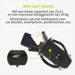 ACROPAQ Fietstas - Enkele, 25L, Waterdicht, Dragen Als Handtas En Schoudertas, Met Reflectoren - Ook Voor Elektrische Fietsen - Zwart -Fietswereld Verkoop 1200x1200 118