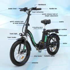 HITWAY E-Bike Elektrische Fiets 20 Inch Fat Tire E-Bicycle Vouwfiets, 250 W/36 V/11,2 Ah Accu, Max. Bereik Tot 35-90 Km, Offroad-mountainbike Met Shimano 7-versnellingen, City EBike Met Slot -Fietswereld Verkoop 1200x1200 12