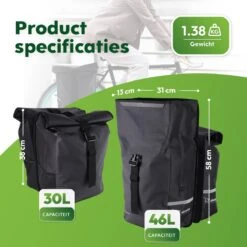 Ekostar® Online Shopping - Fietstassen Dubbel - Rolltop - Fietstas - Waterbestendig - Fietstassen Elektrische Fietsen - 46 L -Fietswereld Verkoop 1200x1200 195