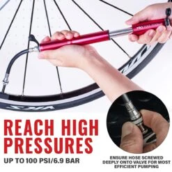 PRO BIKE TOOL Mini Luchtpomp Fiets, Fietspomp Voor Alle Ventielen (Presta & Schrader), Hoge Druk Tot 6,9 Bar / 100 PSI, Betrouwbare, Compacte & Lichtgewicht Framepomp, Pomp Voor Racefiets & Mountainbike. -Fietswereld Verkoop 1200x1200 253