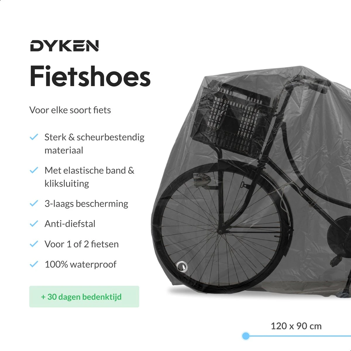 Dyken Fietshoes - Universele Fietsbeschermhoes - Waterdicht - Voor Fietsen En (kleine) Scooters - 300D Oxford - 1-2 Fietsen 4 Dyken Fietshoes - Universele Fietsbeschermhoes - Waterdicht - Voor Fietsen En (kleine) Scooters - 300D Oxford - 1-2 Fietsen - Afbeelding 2