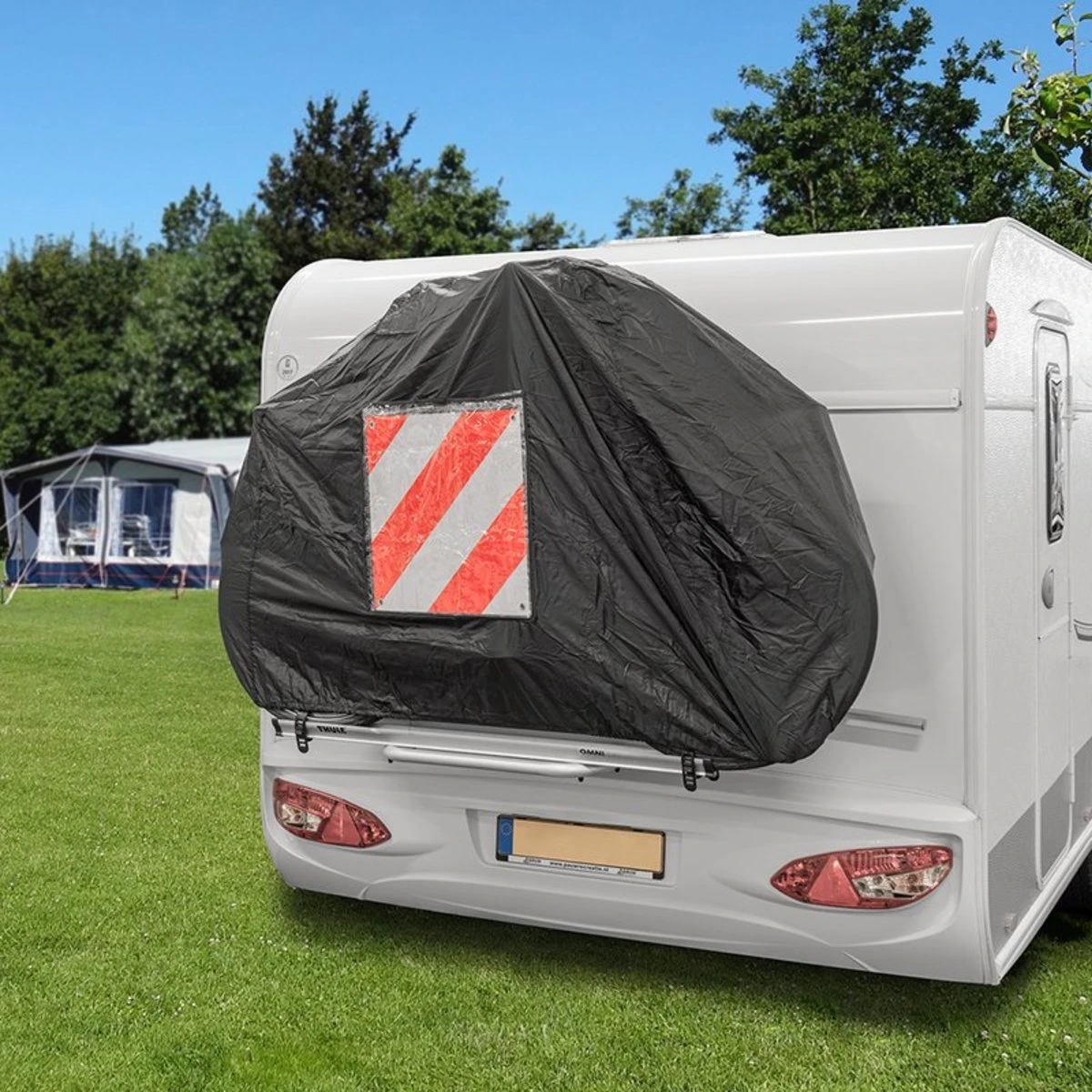 ProPlus Fietsbeschermhoes Voor 2 Fietsen Met Zichttas Voor Waarschuwingsbord Voor Caravans En Campers 4 ProPlus Fietsbeschermhoes Voor 2 Fietsen Met Zichttas Voor Waarschuwingsbord Voor Caravans En Campers - Afbeelding 2