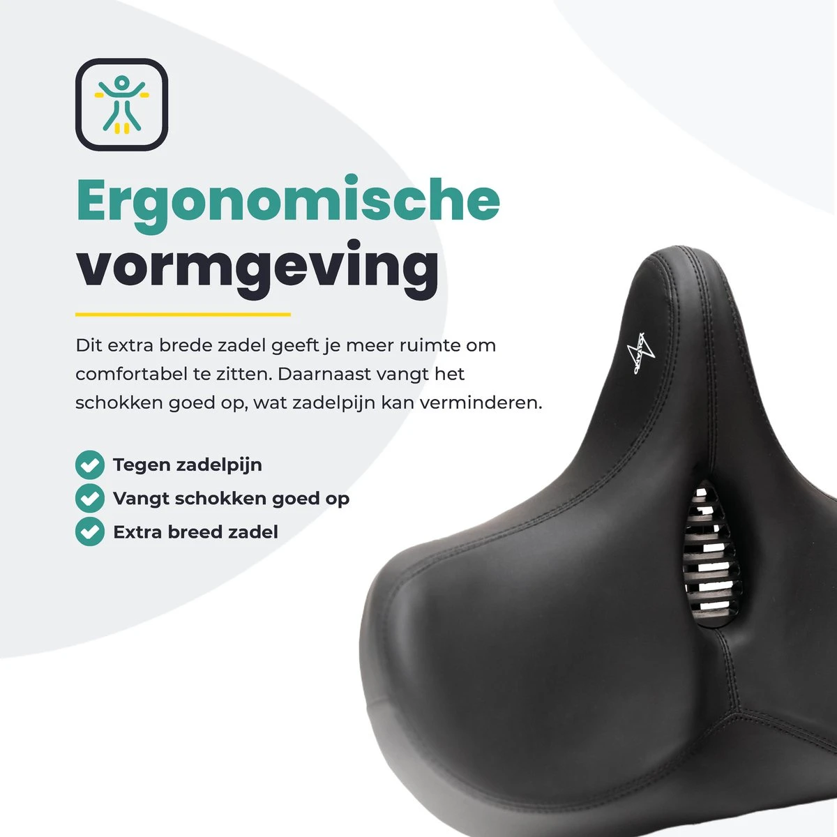 Voltano City XXXL Fietszadel Met Uitsparing – Unisex Extra Breed Fietszadel – Tegen Zadelpijn – 100% Waterdicht – Incl. Gratis Zadelstrop - Zwart 4 Voltano City XXXL Fietszadel Met Uitsparing – Unisex Extra Breed Fietszadel – Tegen Zadelpijn – 100% Waterdicht – Incl. Gratis Zadelstrop - Zwart - Afbeelding 2