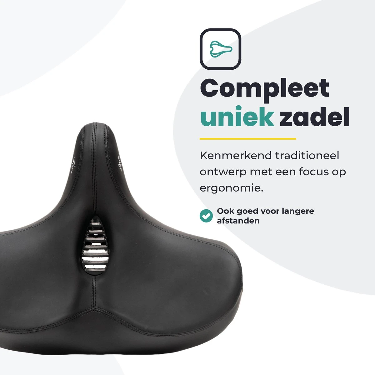 Voltano City XXXL Fietszadel Met Uitsparing – Unisex Extra Breed Fietszadel – Tegen Zadelpijn – 100% Waterdicht – Incl. Gratis Zadelstrop - Zwart 10 Voltano City XXXL Fietszadel Met Uitsparing – Unisex Extra Breed Fietszadel – Tegen Zadelpijn – 100% Waterdicht – Incl. Gratis Zadelstrop - Zwart - Afbeelding 8