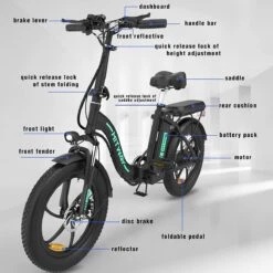 Hitway BK6 Elektrische Fiets | Opvouwbare E-bike | 20 Inch Fat Tire | 350W Motor | 10Ah | Zwart/Groen -Fietswereld Verkoop 1200x1200 50