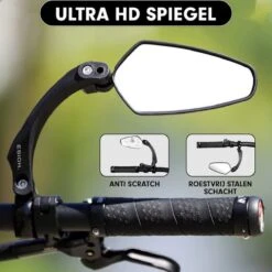 Esioh® Verstelbare Fietsspiegel Rechts Ebike Op Stuur - Achteruitkijkspiegel Fiets – Zijspiegel Fiets 360 ° Draaibaar - Zwart -Fietswereld Verkoop 1200x1200 536