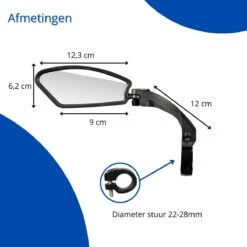 Fietsspiegel - Fietsspiegel Ebike - Links - Achteruitkijkspiegel - Fietsspiegel Op Stuur - Fiets Spiegel - Verstelbaar - Zwart - Stuurbevestiging - EJC Products -Fietswereld Verkoop 1200x1200 548