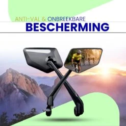 Beyond Gold - Fietsspiegel - Links - Reflectie Strip - E Step - Elektrische Fiets - Mountain Bike - Incl Grote Kijkhoek - Achteruitkijkspiegel - 360º Verstelbaar - Multifunctioneel - Incl Inbussleutel - Fiets Spiegel -Fietswereld Verkoop 1200x1200 553