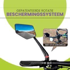 Beyond Gold - Fietsspiegel - Links - Reflectie Strip - E Step - Elektrische Fiets - Mountain Bike - Incl Grote Kijkhoek - Achteruitkijkspiegel - 360º Verstelbaar - Multifunctioneel - Incl Inbussleutel - Fiets Spiegel -Fietswereld Verkoop 1200x1200 554