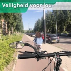 Merkloos Fietsspiegel + Reflectiestrip - Links - E-bike - Verstelbaar 360 Graden - Zwart -Fietswereld Verkoop 1200x1200 561