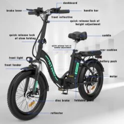 HITWAY E-bike Elektrische Fiets 20" Vouwfiets Met Dikke Banden, 250W/36V/11,2Ah Accu, 35-90 Km, Offroad-mountainbike Met Shimano 7 Versnellingen, CityBike Voor Heren En Dames -Fietswereld Verkoop 1200x1200 60