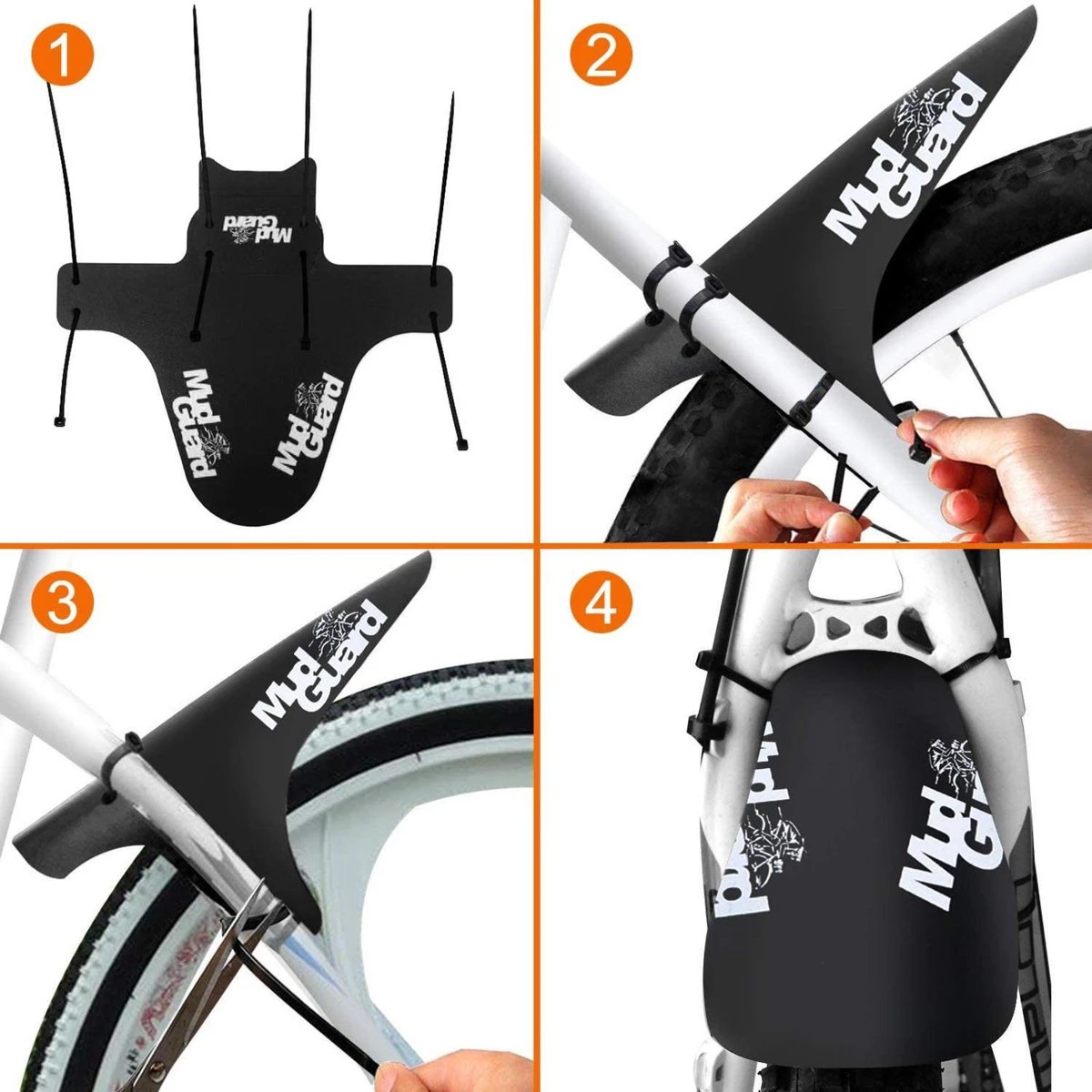 Nixnix - Mudguard MTB - Ass Saver - Universeel Spatbord Mountainbike - Eenvoudige Bevestiging Tie Wrap - Zwart Met Wit Print 5 Nixnix - Mudguard MTB - Ass Saver - Universeel Spatbord Mountainbike - Eenvoudige Bevestiging Tie Wrap - Zwart Met Wit Print - Afbeelding 3