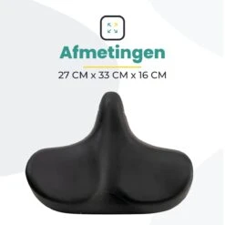 Voltano City XXXL Fietszadel – Unisex Extra Breed Fietszadel – Tegen Zadelpijn – 100% Waterdicht – Incl. Gratis Zadelstrop - Zwart -Fietswereld Verkoop 1200x1200 730