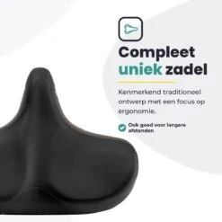 Voltano City XXXL Fietszadel – Unisex Extra Breed Fietszadel – Tegen Zadelpijn – 100% Waterdicht – Incl. Gratis Zadelstrop - Zwart -Fietswereld Verkoop 1200x1200 731