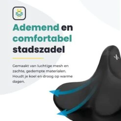 Voltano City XXXL Fietszadel – Unisex Extra Breed Fietszadel – Tegen Zadelpijn – 100% Waterdicht – Incl. Gratis Zadelstrop - Zwart -Fietswereld Verkoop 1200x1200 732