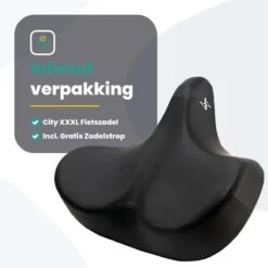 Voltano City XXXL Fietszadel – Unisex Extra Breed Fietszadel – Tegen Zadelpijn – 100% Waterdicht – Incl. Gratis Zadelstrop - Zwart -Fietswereld Verkoop 1200x1200 733