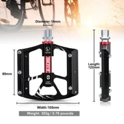 Zacro Mountainbike Pedalen - Aluminium Antislip Duurzame Fietspedalen - Ultrasterk Kleurrijk - CNC Gefreesd 3 Lager Anodiserende Fietspedalen - Voor BMX/MTB Racefiets 9/16" -Fietswereld Verkoop 1200x1200 769